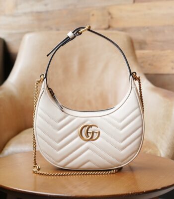 Gucci GG Marmont half-moon-shaped mini bag White