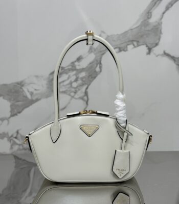 Prada City Flap Leather White Shoulder Bag