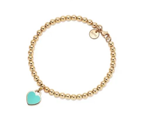 Return to Tiffany Mini Blue Heart Tag Bead Bracelet