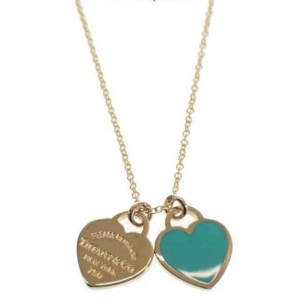 Return to Tiffany Mini Double Heart Tag Enamel Silver Pendant Necklace1