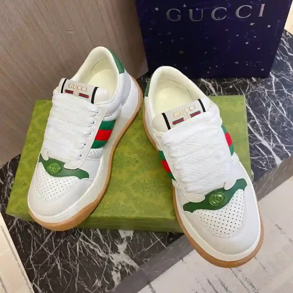 Gucci Men's White Screener Sneaker With Web For Men