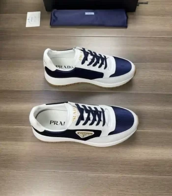 Prada Men's Blue Nubuck And Re-nylon High-top Trainers Sneaker